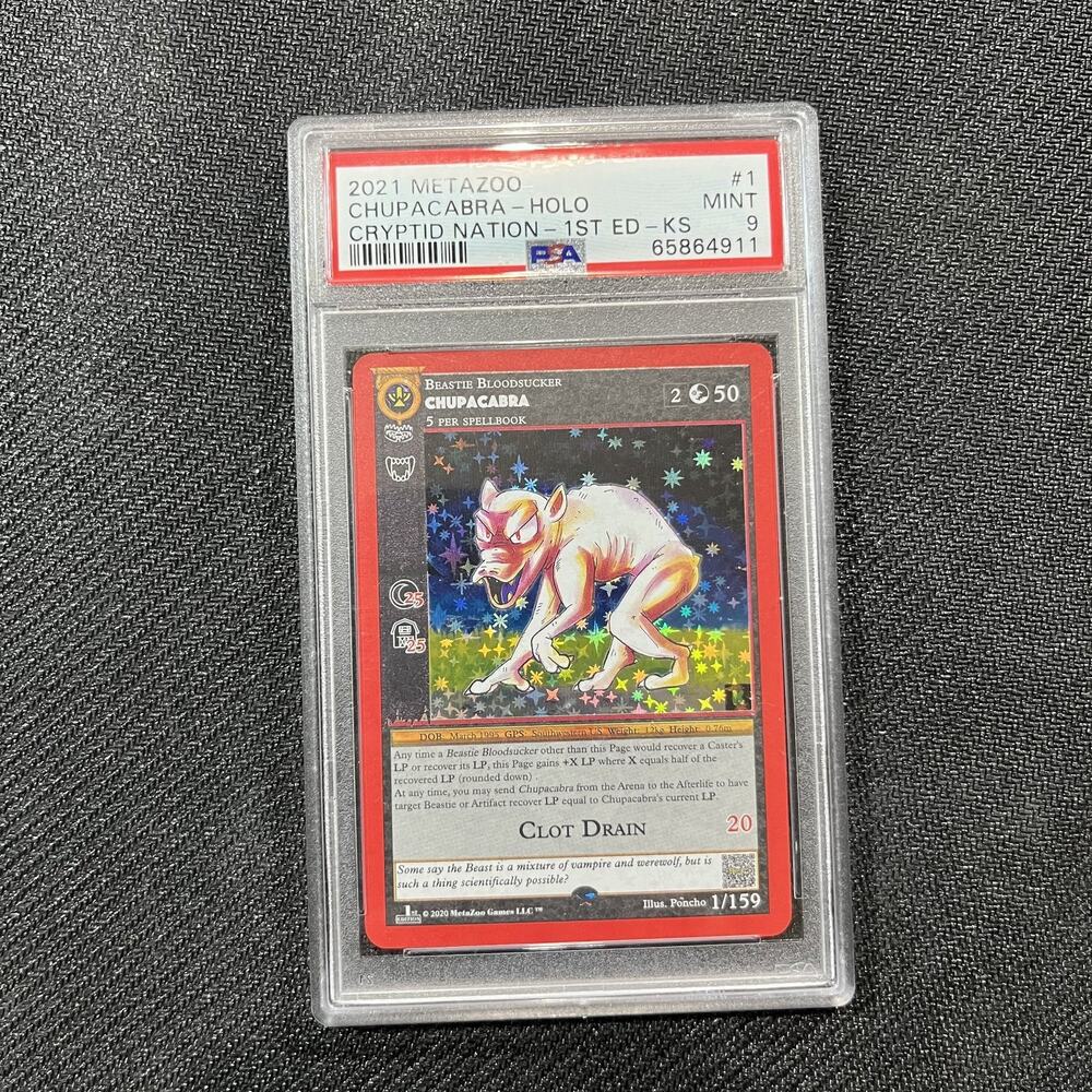 MetaZoo Chupacabra PSA 9 Mint Holo Cryptid Nation Kickstarter 1st Ed 1/159